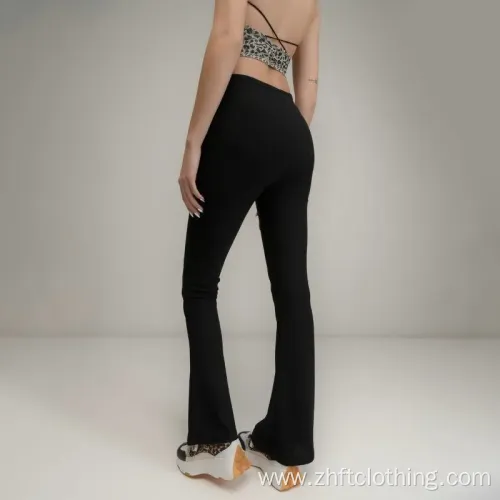 Womens Casual High Waist Flare Pants